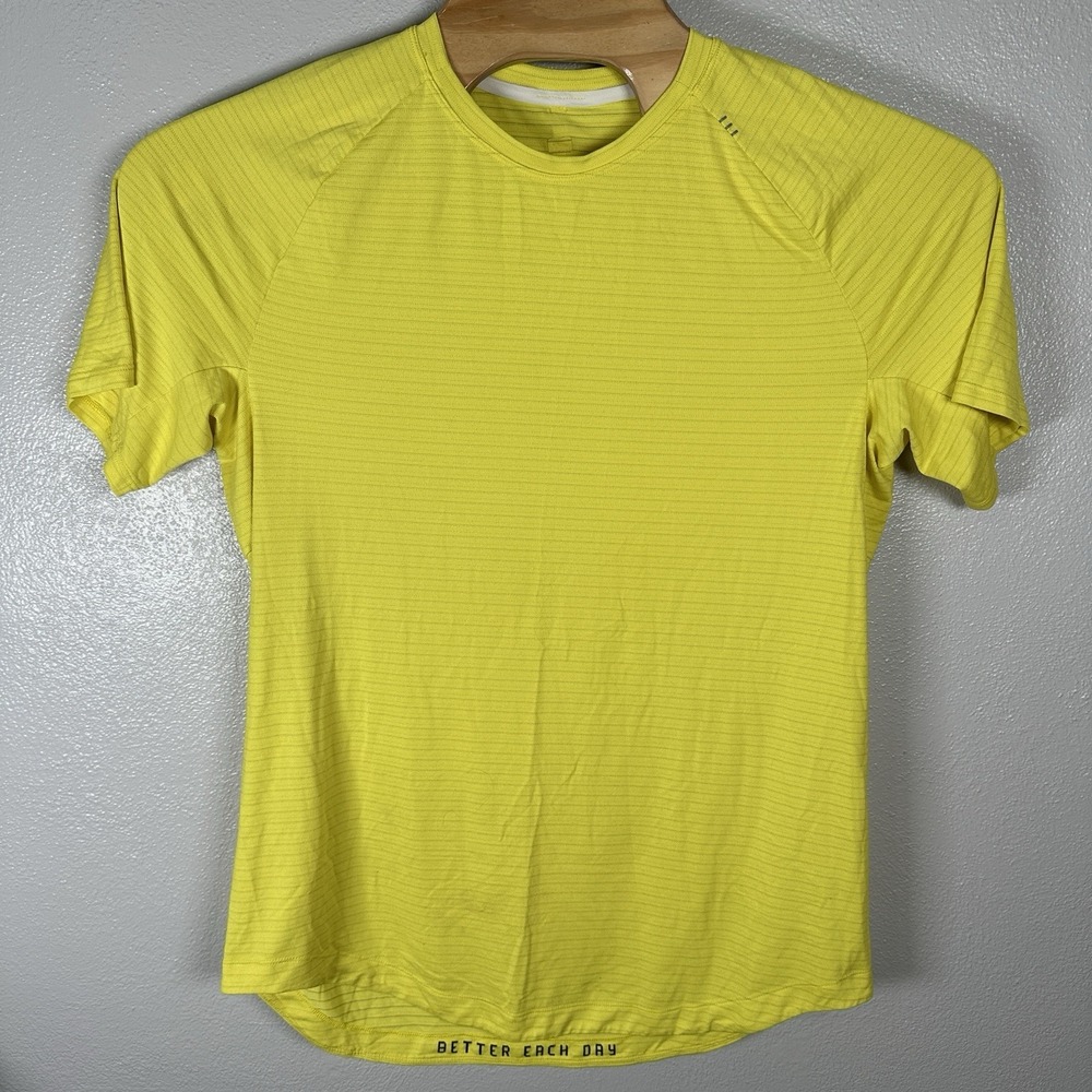 Lululemon‎ License to Train Drysense Shirt Mens Large? Yellow Drop Cut Curve Hem